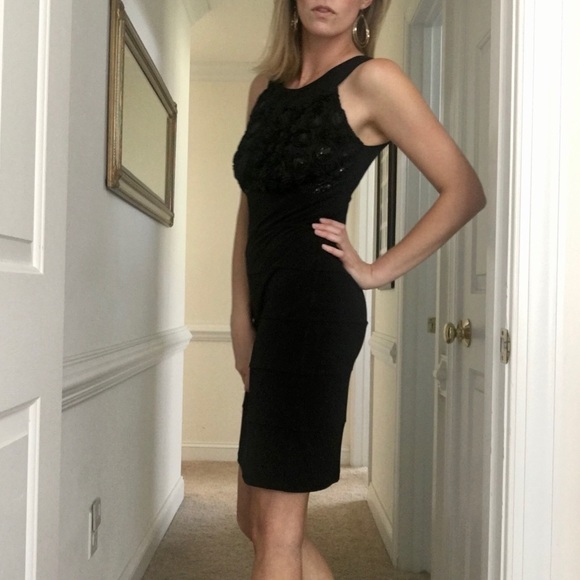 Sequined Roses Form Fitting LBD - Enfocus Studio - Picture 10 of 16